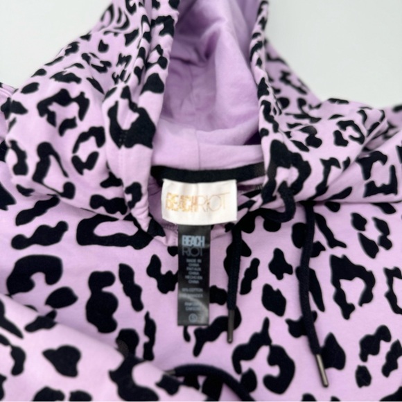 Beach Riot Purple Leopard Drawstring Cropped Hoodie - Picture 4 of 4